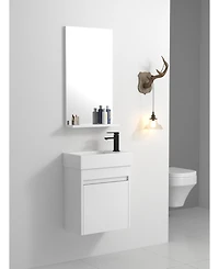 Casainc 18 Inch Bathroom Vanity with White Resin Sink and Soft-Close Cabinet Door