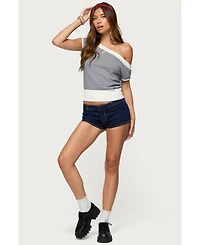 Edikted Women's Lottey Striped Off Shoulder Knit Top