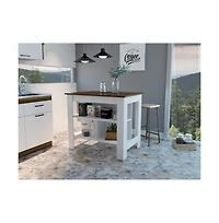 Tuhome Cala Kitchen Island White / Walnut Mdf