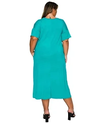 L I V D Women's Plus Olivia Pocket Midi Dress