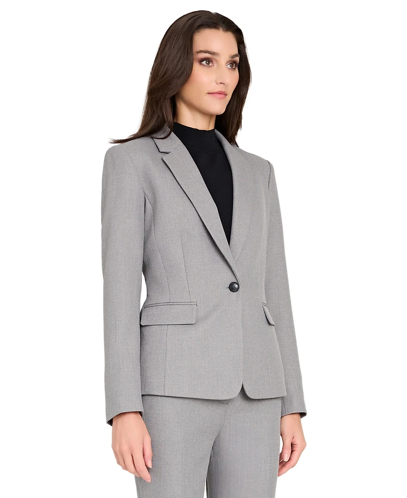 Tahari Asl Women's Herringbone Peak Lapel Blazer, Regular And Petite