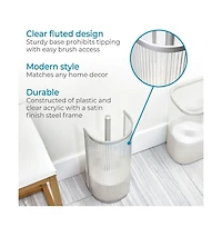iDesign Fluted Plastic Toilet Brush and Holder - Clear/Satin/Gray