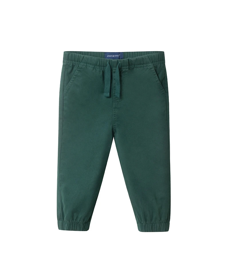 Andy & Evan Baby Boys Grey Polo w/Plaid Collar Twill Pull On Pant