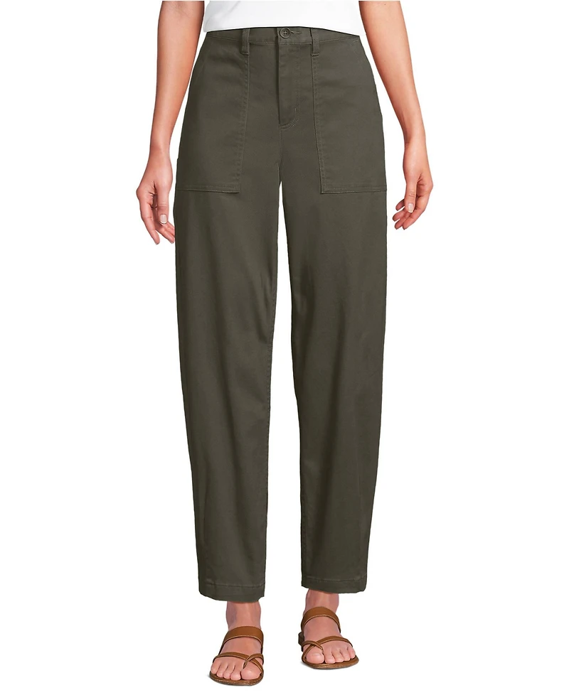 Lands' End Women's Chino High Rise Barrel Leg Utility Ankle Pants