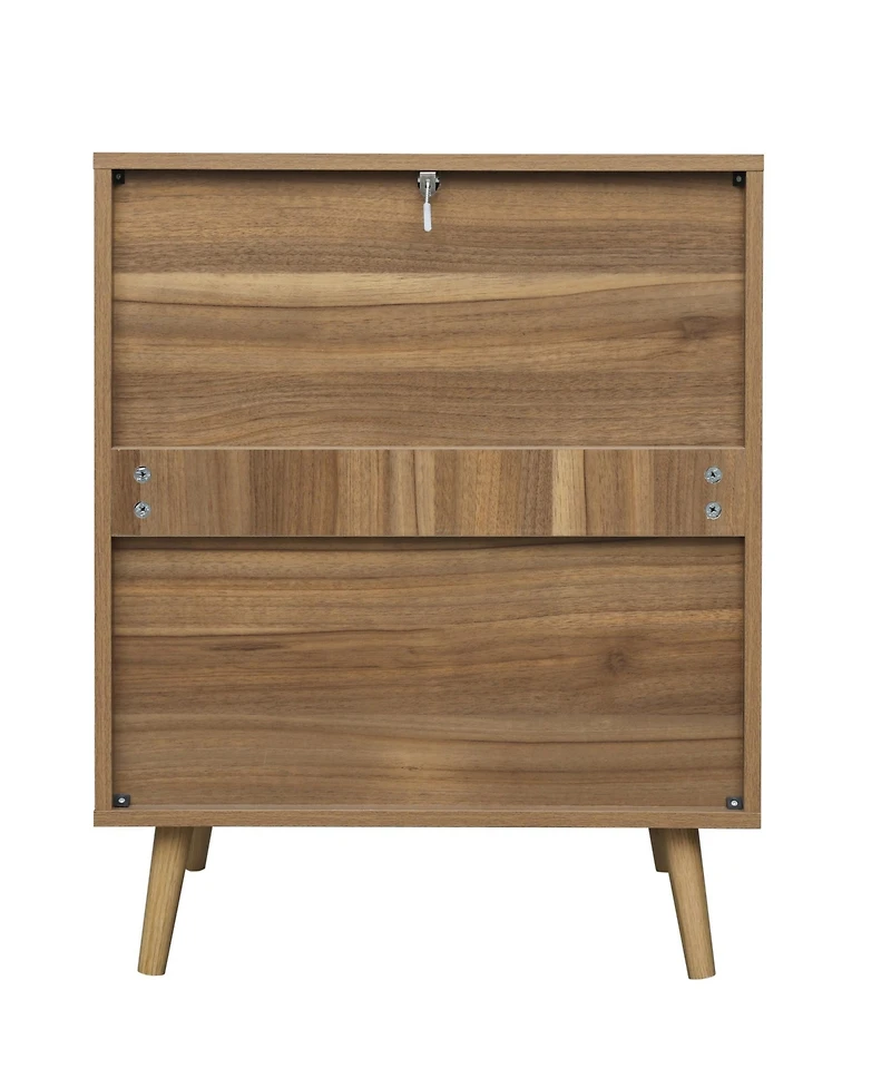 3 Drawer Storage Cabinet Rattan Dressers Chest of Drawers Entryway Cabinet Fluted Nightstand Bedside Table Dresser for Bedroom Living Room, Brown