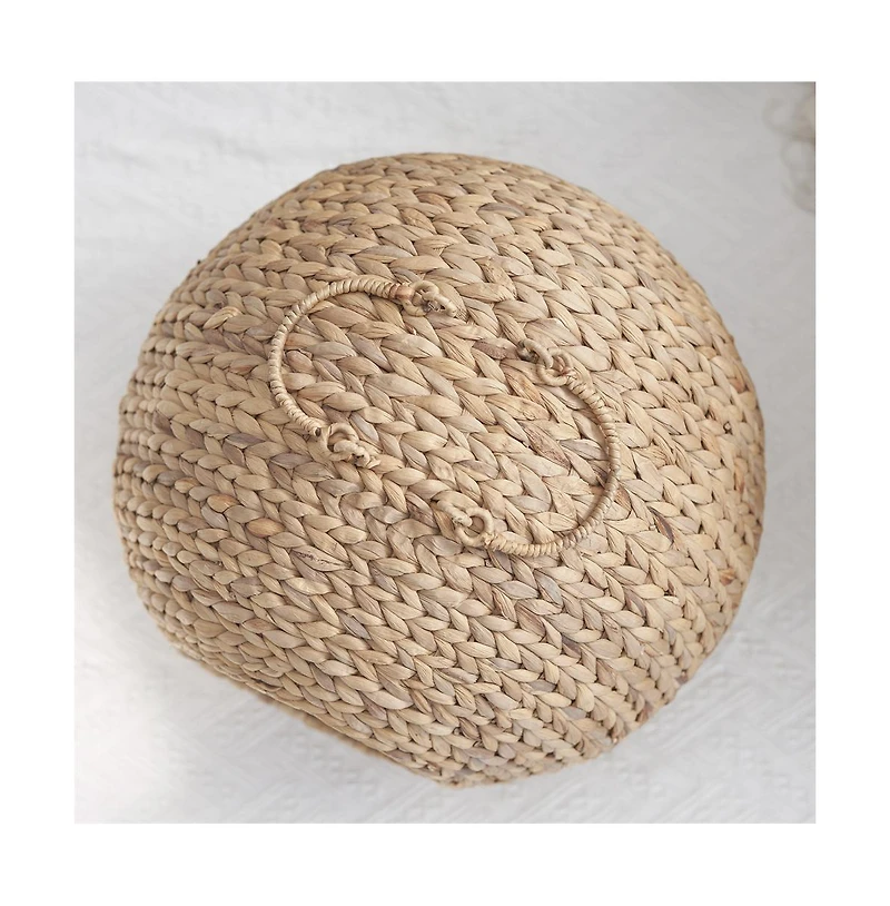 Zeus & Ruta Woven Wicker Round Cat Bed Cave with Handles 18"x18"x18"