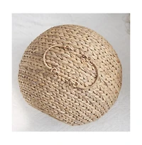 Zeus & Ruta Woven Wicker Round Cat Bed Cave with Handles 18"x18"x18"