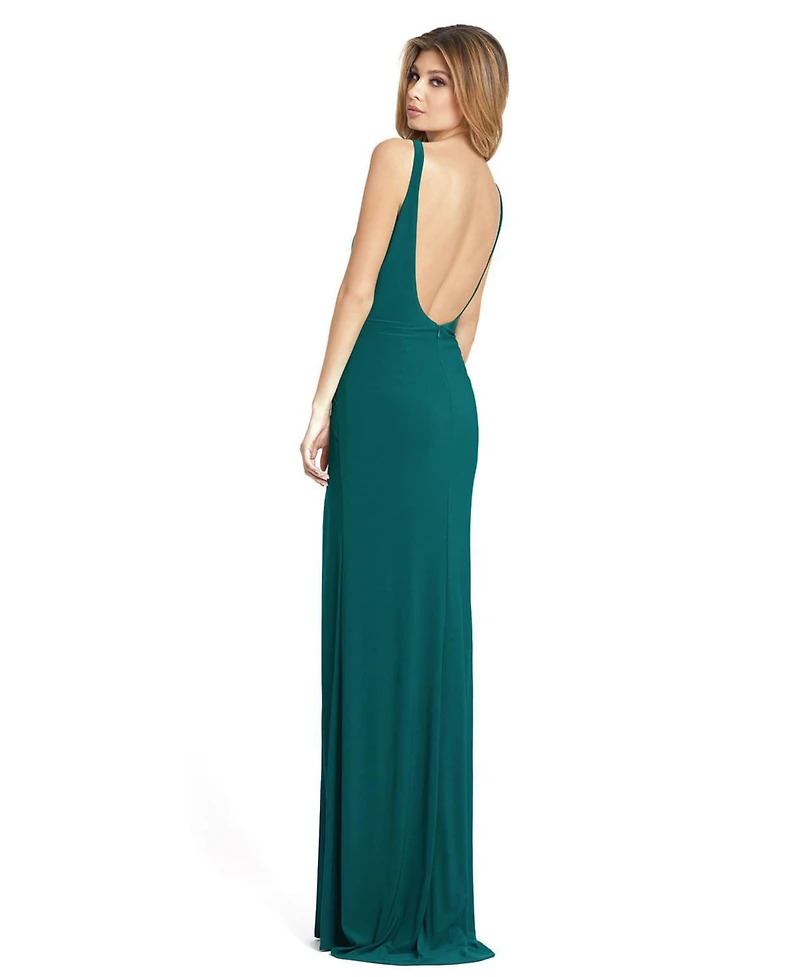 Mac Duggal Women's Sleeveless Scoop Neck Ruched Side Knot Gown