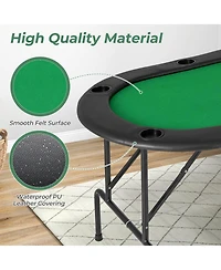 8 Players Poker Table with 8 Cup Holders & Comfy Armrests Smooth Felt Surface