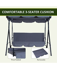 Outsunny Porch Swing Hammock Bench Chair, Steel 3-Seat