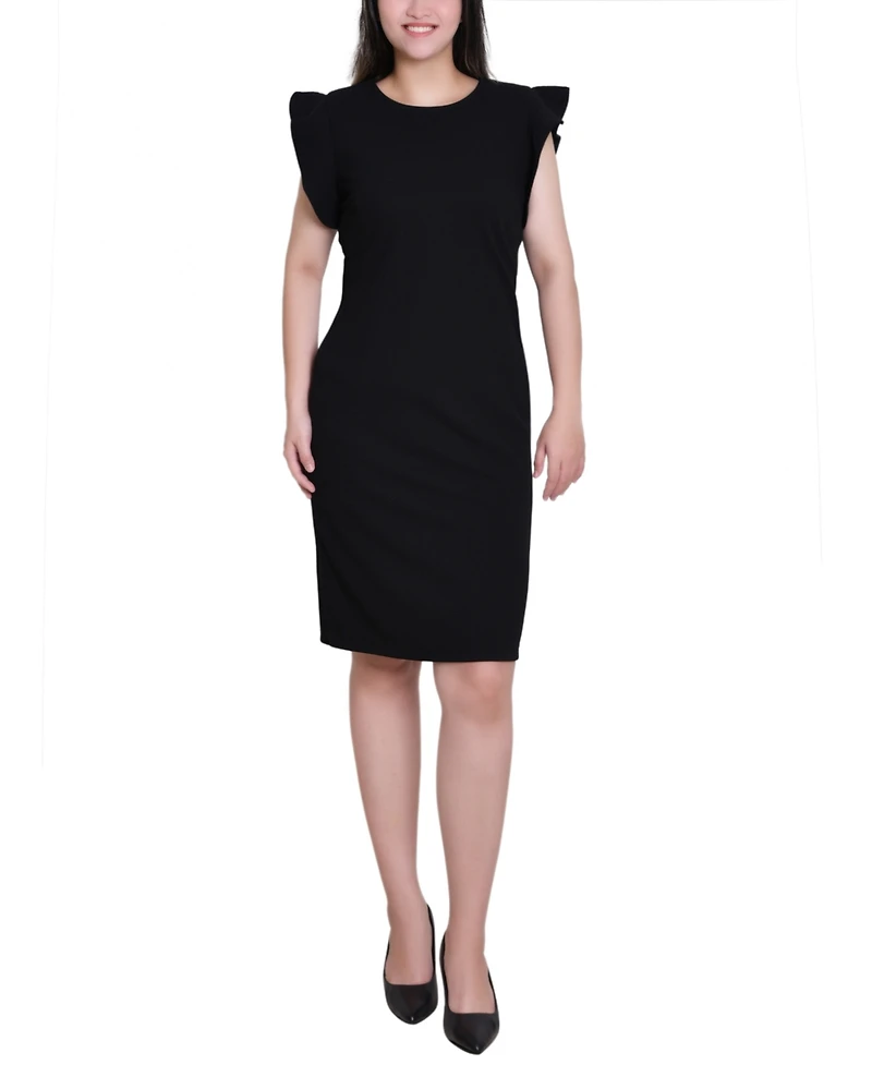 Ny Collection Women's Ruffle Sleeve Scuba Dress