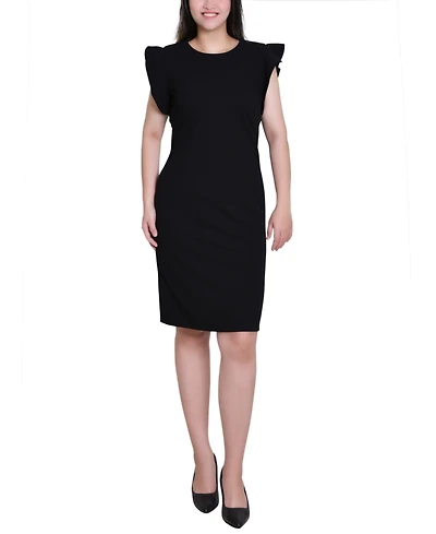 Ny Collection Women's Ruffle Sleeve Scuba Dress
