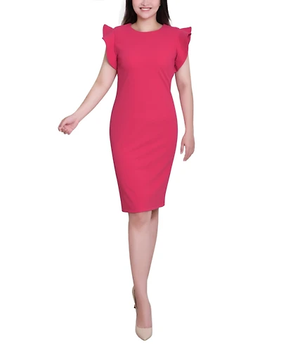Ny Collection Women's Ruffle Sleeve Scuba Dress