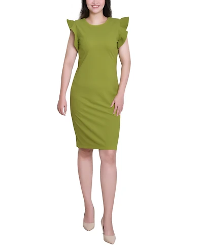 Ny Collection Women's Ruffle Sleeve Scuba Dress