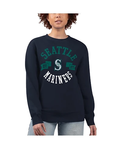 G-iii 4Her by Carl Banks Women's Navy Seattle Mariners Team Logo Fleece Pullover Sweatshirt