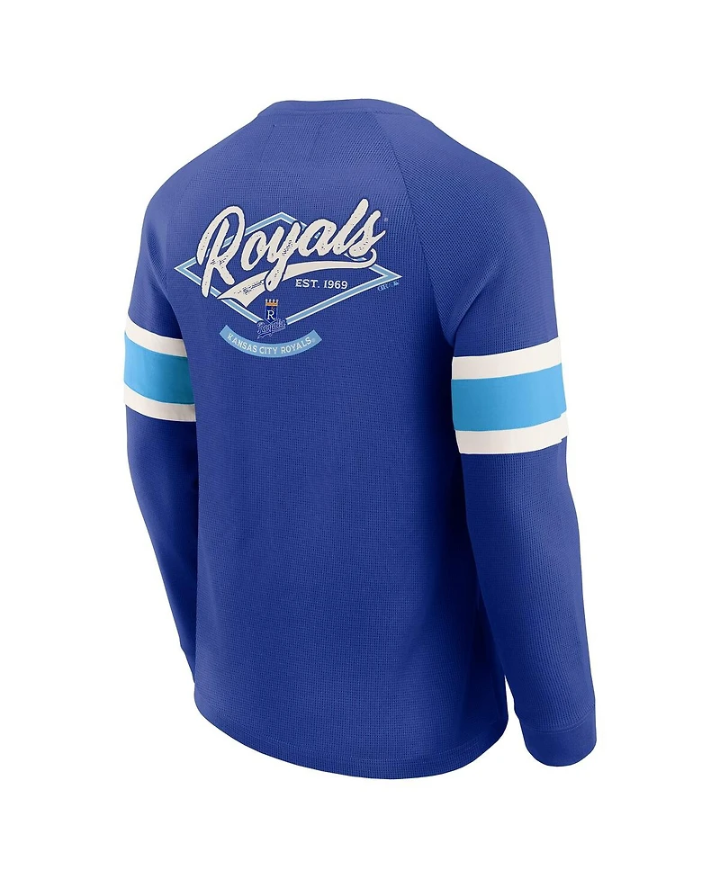 Darius Rucker Collection by Fanatics Men's Royal Kansas City Royals Waffle-Knit Raglan Long Sleeve Henley T-Shirt