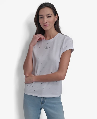 Dkny Jeans Women's Rhinestones Crewneck T-Shirt