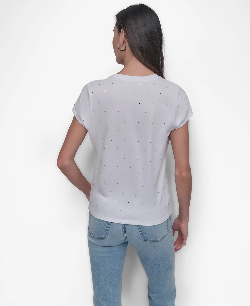 Dkny Jeans Women's Rhinestones Crewneck T-Shirt