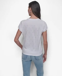 Dkny Jeans Women's Rhinestones Crewneck T-Shirt