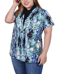 Ny Collection Plus Short Sleeve Cowl Neck
