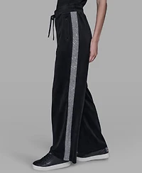Karl Lagerfeld Paris Petite Rhinestone Trim Track Pant