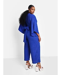Rebdolls Women's Textured Cropped Wide Leg Pant