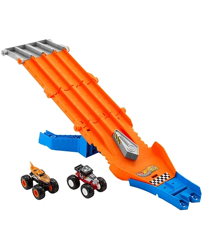 Hot Wheels Monster Trucks Sharks vs Dinos Racedown Destruction Track Set