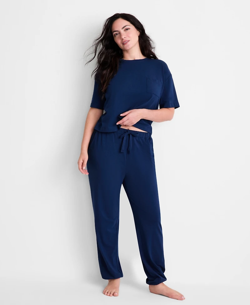State of Day Women's 2-Piece Short-Sleeve T-Shirt and Joggers Pajama Set, Macy's Exclusive