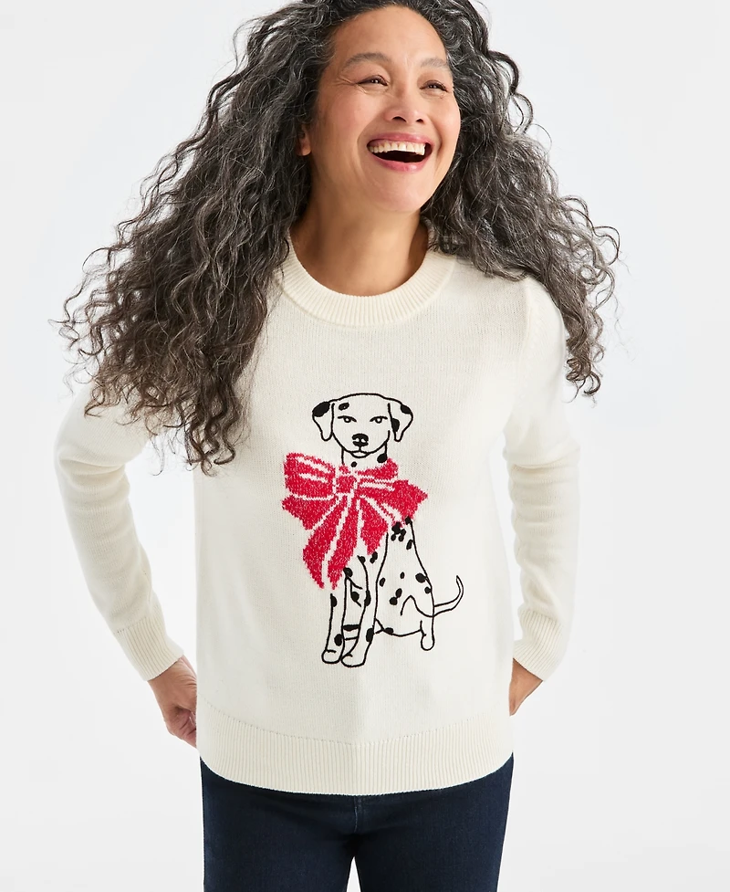 Style & Co Women's Crewneck Holiday Whimsy Sweater, Macy's Exclusive