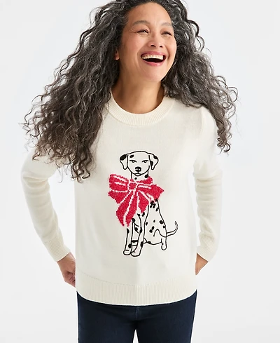 Style & Co Women's Crewneck Holiday Whimsy Sweater, Macy's Exclusive