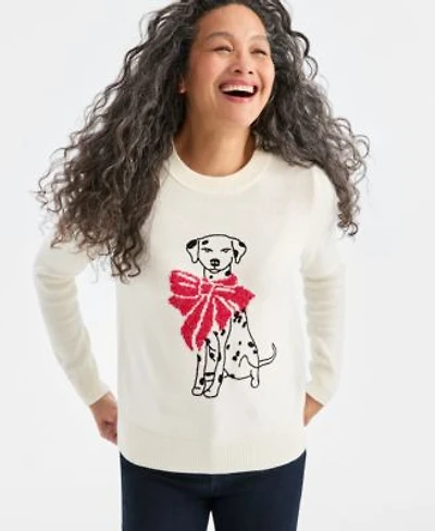 Style Co Womens Crewneck Holiday Whimsy Sweater Macys Exclusive