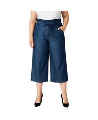 Standards & Practices Plus Paper Bag Waist Tencel Wide Leg Cropped Pants