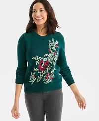 Style & Co Women's Crewneck Floral Whimsy Pullover Sweater, Macy's Exclusive