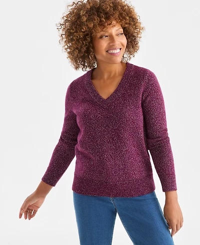 Style & Co Women's V-Neck Shine Sweater, Macy's Exclusive