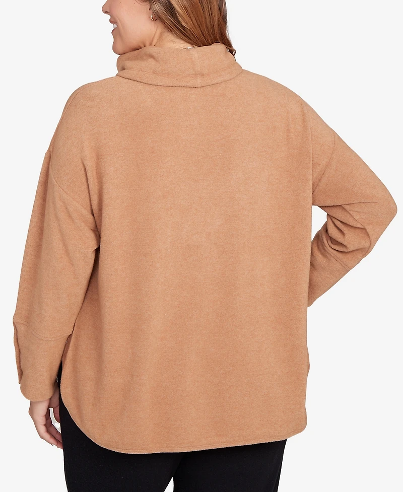 Ruby Rd. Plus Cozy Cowl Neck Drawstring Sweater