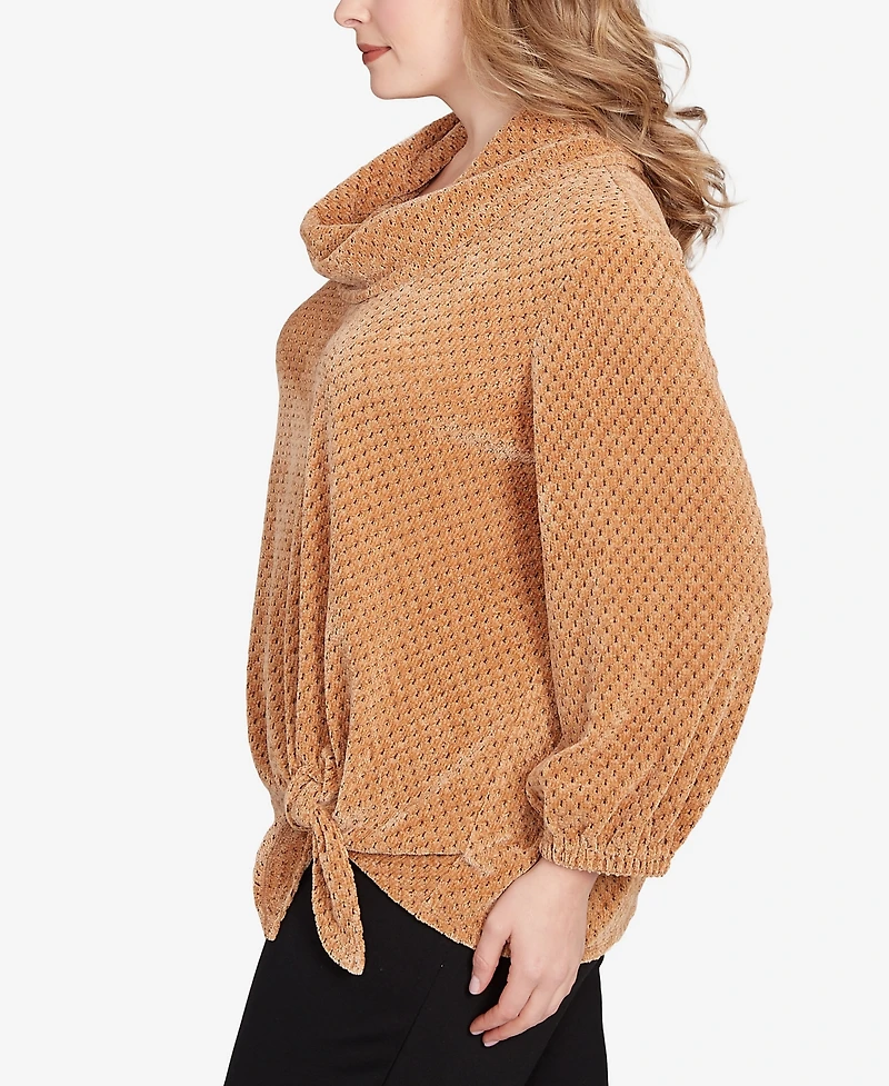 Ruby Rd. Plus Honeycomb Chenille Cowl Neck Top
