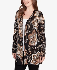 Ruby Rd. Plus Floral Jacquard Cardigan Sweater