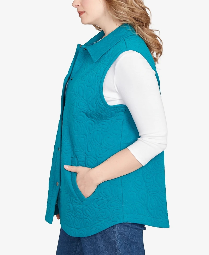 Ruby Rd. Plus Size Quilted Terry Inner Beauty Vest Jacket