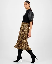 T Tahari Women's Pleated Printed Midi Skirt