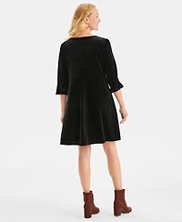 Style & Co Women's V-Neck Long-Sleeve Velvet Dress, Macy's Exclusive