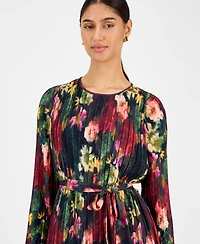 T Tahari Women's Floral-Print Pleated Midi Dress