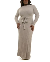Taylor Plus Pleated Bodycon Sweater Dress