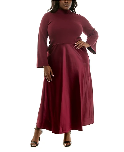 Taylor Plus Long Sleeves Twofer Maxi Dress