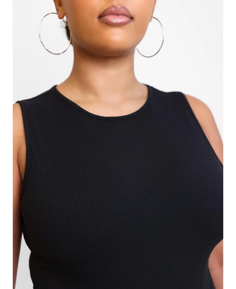 Rebdolls Essential Ribbed High Neck Tank Top - Black