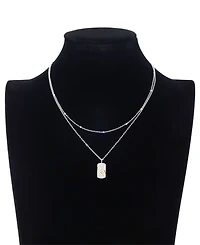Unwritten Cubic Zirconia Butterfly Tag Pendant Layered Necklace and Earring Set