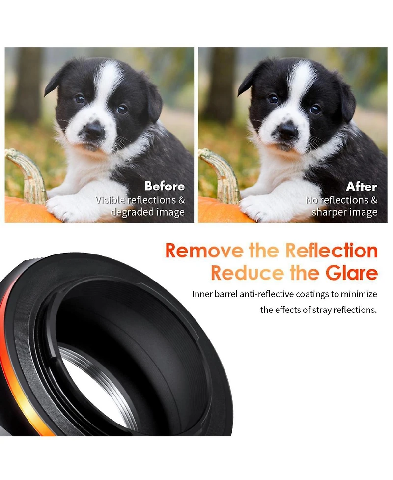 K&F Concept K&F Concept Kf M10115 High-precision Lens Adapter Ring, Matte Paint, Orange Secondary Oxide, M42-fx Pro