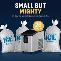 Newair 26 lbs. Mini Ice Maker Countertop, Portable Ice Machine in Stainless Steel