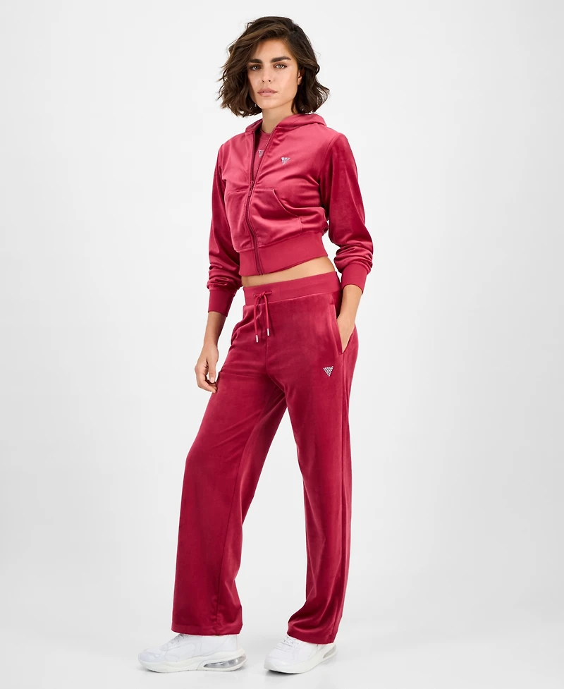 Guess Women's Couture Cropped Velour Hoodie