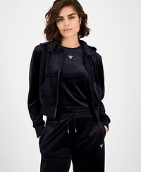 Guess Women's Couture Cropped Velour Hoodie