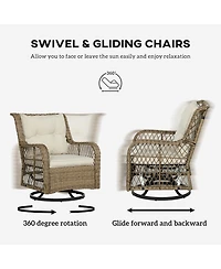 Outsunny 3 Pieces Wicker Bistro Set, Rocking Patio Furniture